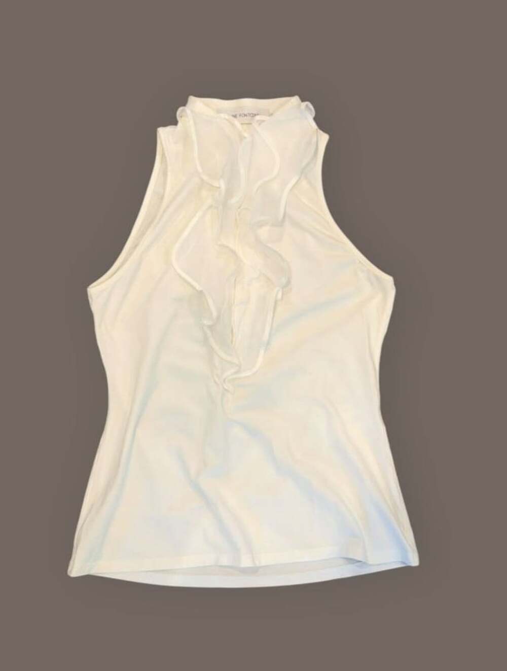 Anne Fontaine Stilla Size 40 White Sleeveless Ruffle